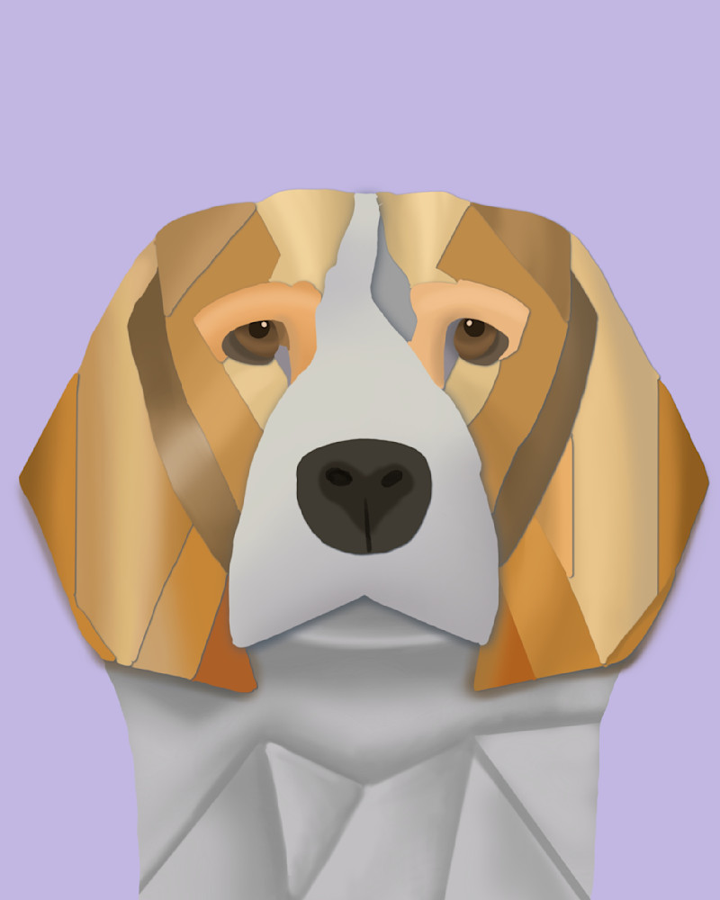 "Beagle's Folds and Bays" - A Charming Dog Portrait in Digital Origami Style!