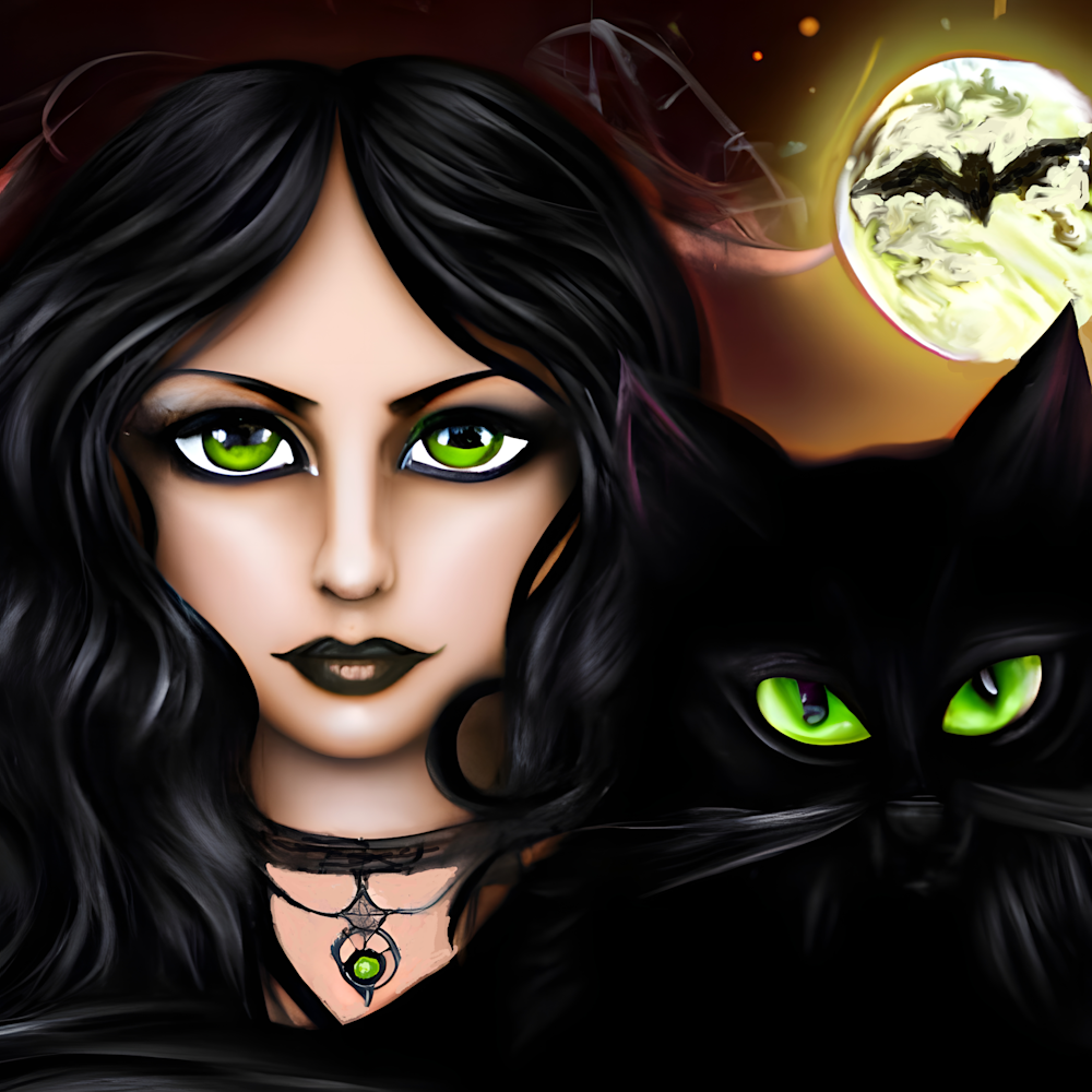 Green Eyed Witch And Her Cat Photography Art | Playful Gallery by Rob Harrison