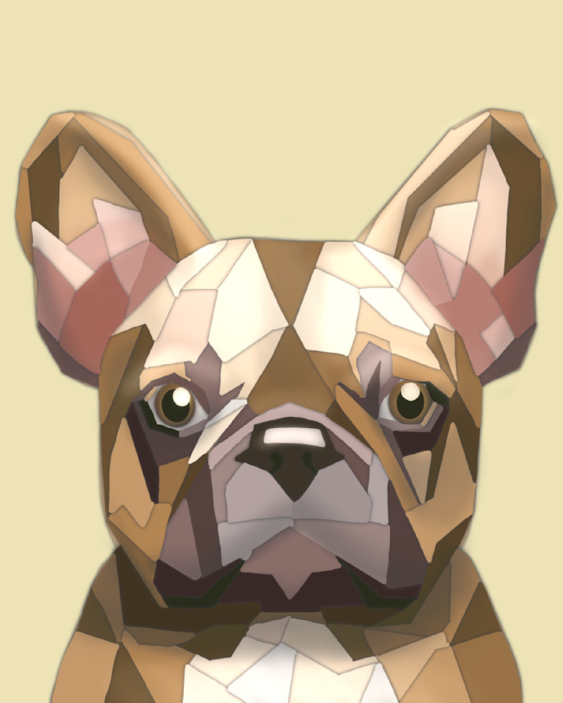 "Frenchie in Folds" - A Playful French Bulldog Portrait in Origami Style!