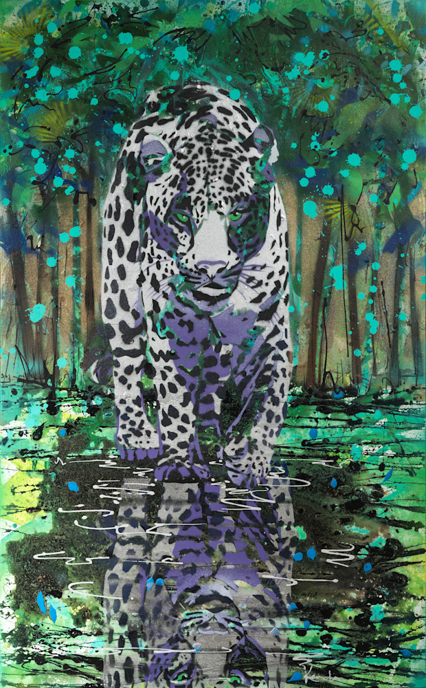 Jaguar In The River Art | Kenda Francis Art & Photography