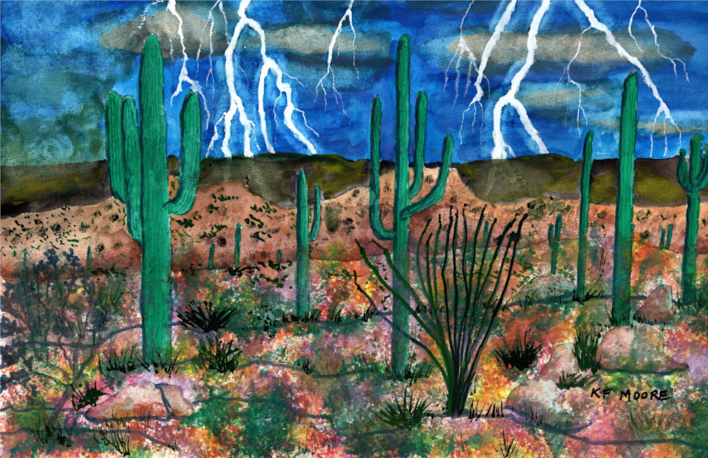 00095 Monsoon Lightning Art | KF Moore Watercolors