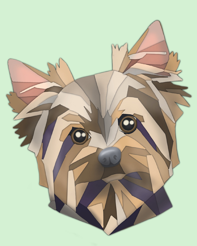 "Origami Silky Terrier: The Yorkie" - Whimsical Digital Dog Portrait | Paintpourium