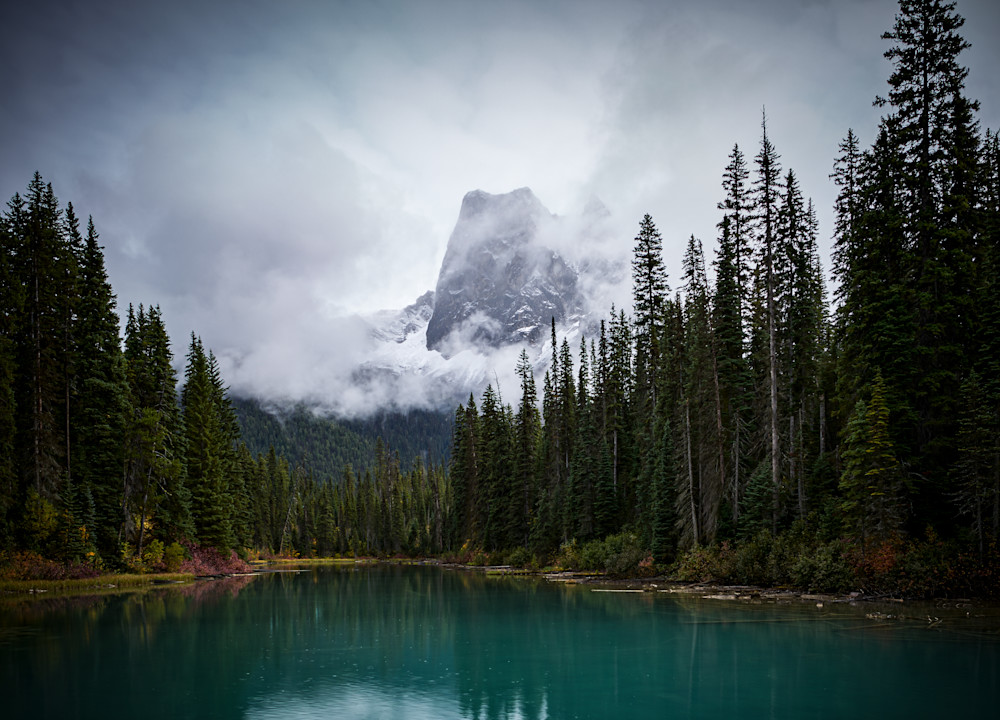 Banff Lake And Mountain Fog Photography Art | OMS Photo Art Store