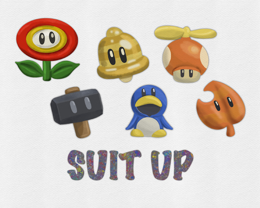 "Suit Up" Digital Art: Super Mario Powerups by Paintpourium