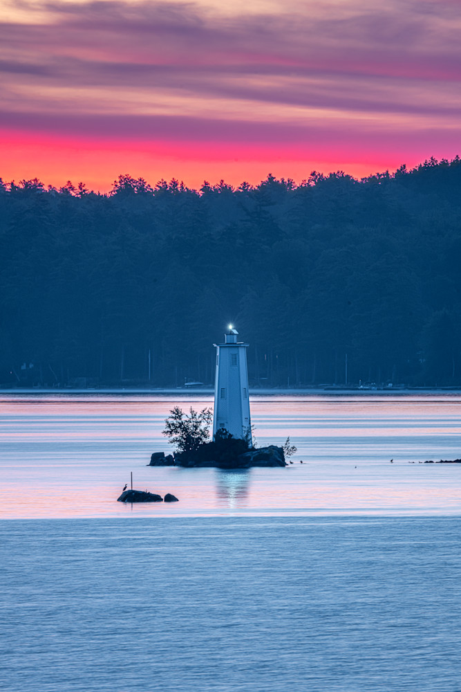Sunapee, New Hampshire   Loon Island Lighthouse At Sunrise Photography Art | Jeremy Noyes Fine Art Photography