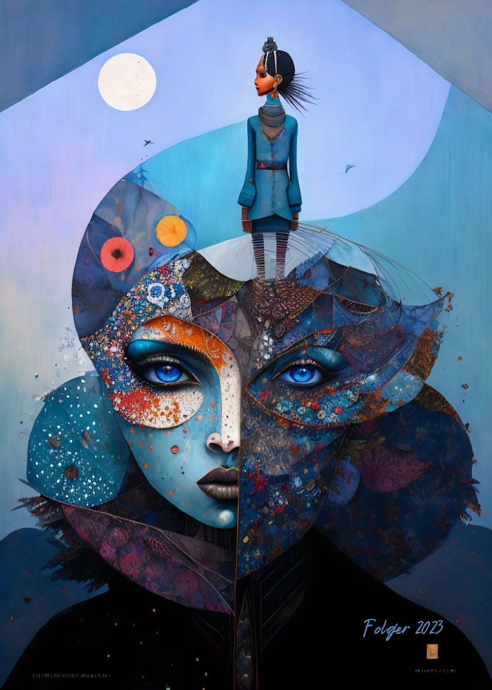 Blue Two Women  Art | Jacob Folger Artist