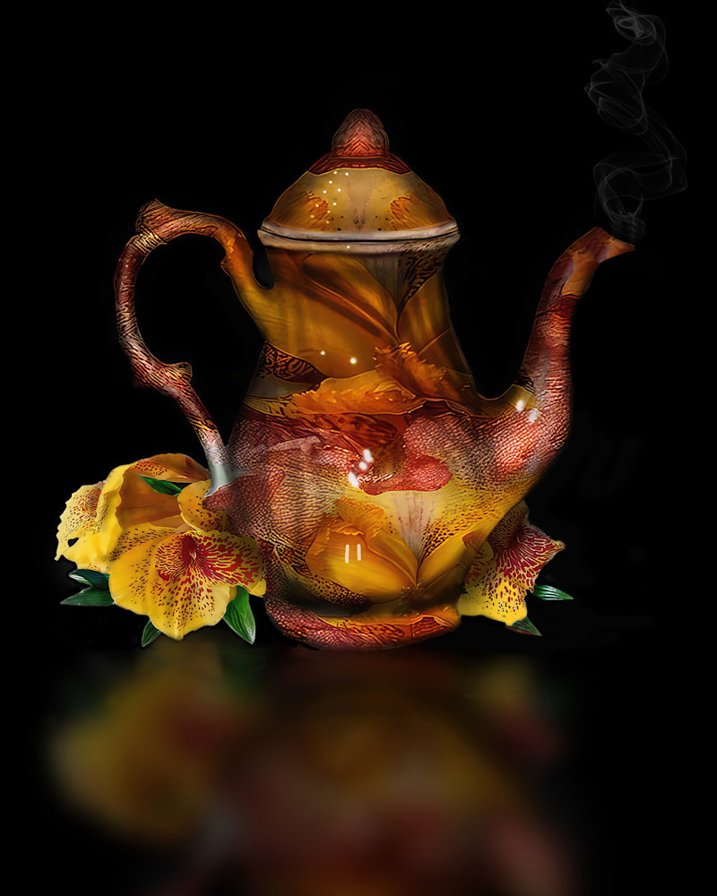 Yellow Iris Teapot Art | Art from the Soul