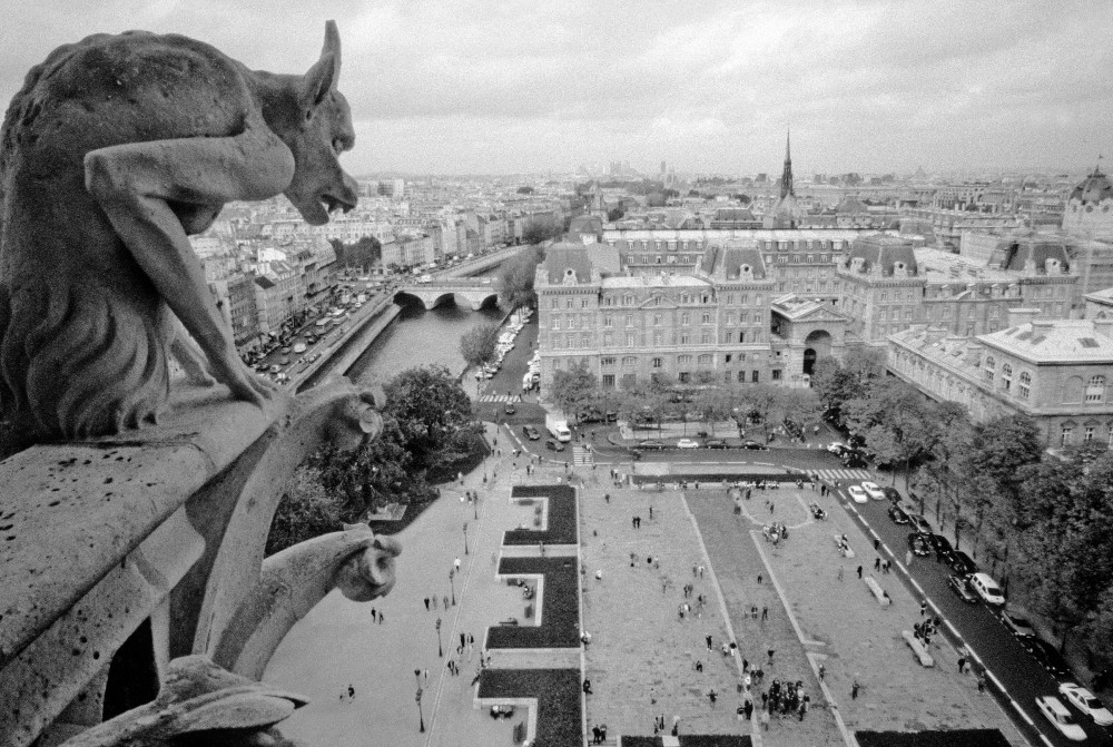 Gargoyle View Of Parvis Of Notre Dame  Bw Photography Art | Europa Photogenica     Barbara van Zanten