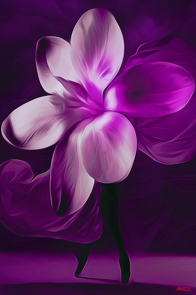 "Dancing Purple Surreal Flower Ballerina - Captivating Fine Art Print"