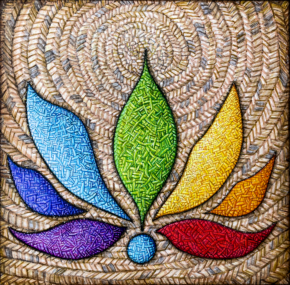 healing art gift woven lotus drawing by Kristen Palana