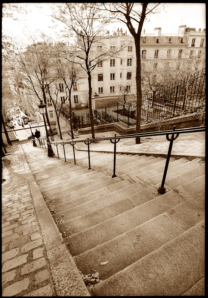 Montmartre Steps Rue Chappe In November Sepia Photography Art | Europa Photogenica     Barbara van Zanten