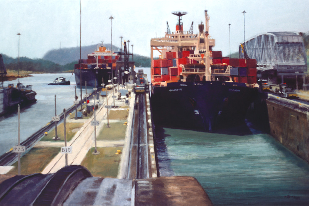 Ship In Miraflores Locks Art | Sprague Art