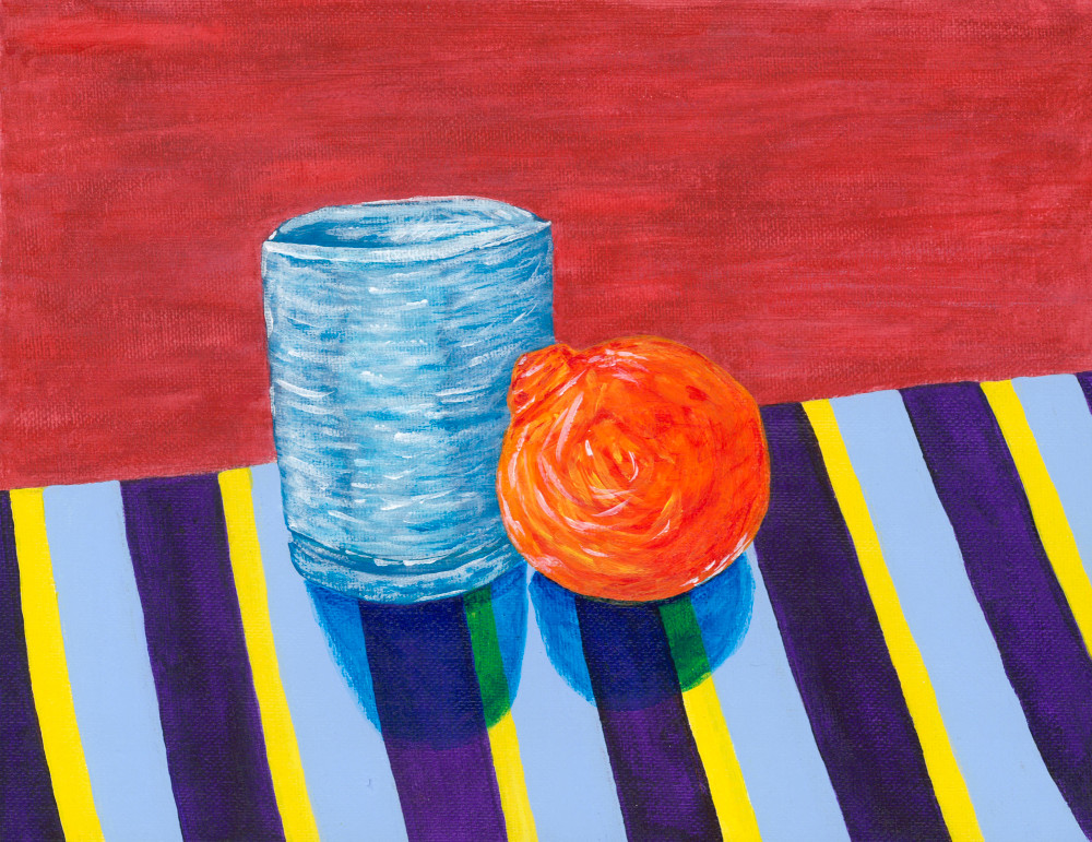 Blue Cup With Orange Art | Off The Edge Art