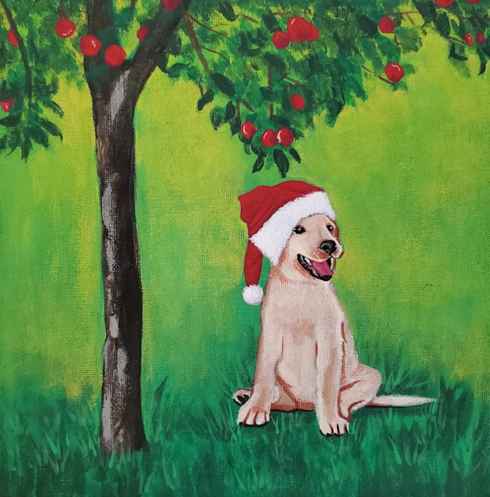 Pup Under The Apple Tree Art | The Art of Wendi Tooth