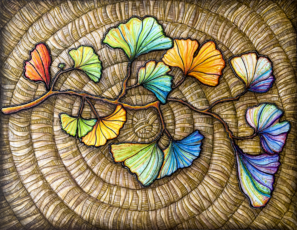 ginkgo leaves drawing art gift by Kristen Palana