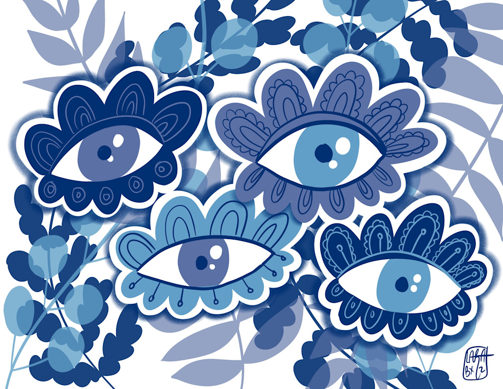 Eye Flowers In Blue Art | lauralvarez