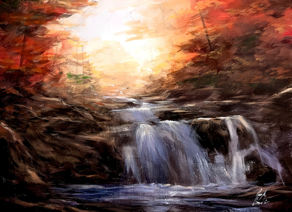 Autumn Waterfall By Sunscapes Art