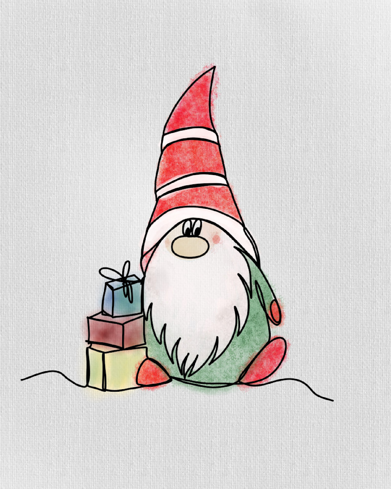 "Gnome for the Holidays" - Festive Gnome Art by Paintpourium