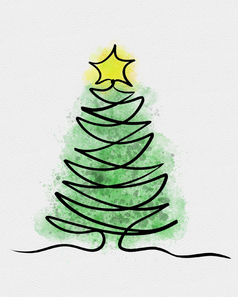 "Festive Fir: A Christmas Starlight Tale" - Holiday Digital Art by Paintpourium
