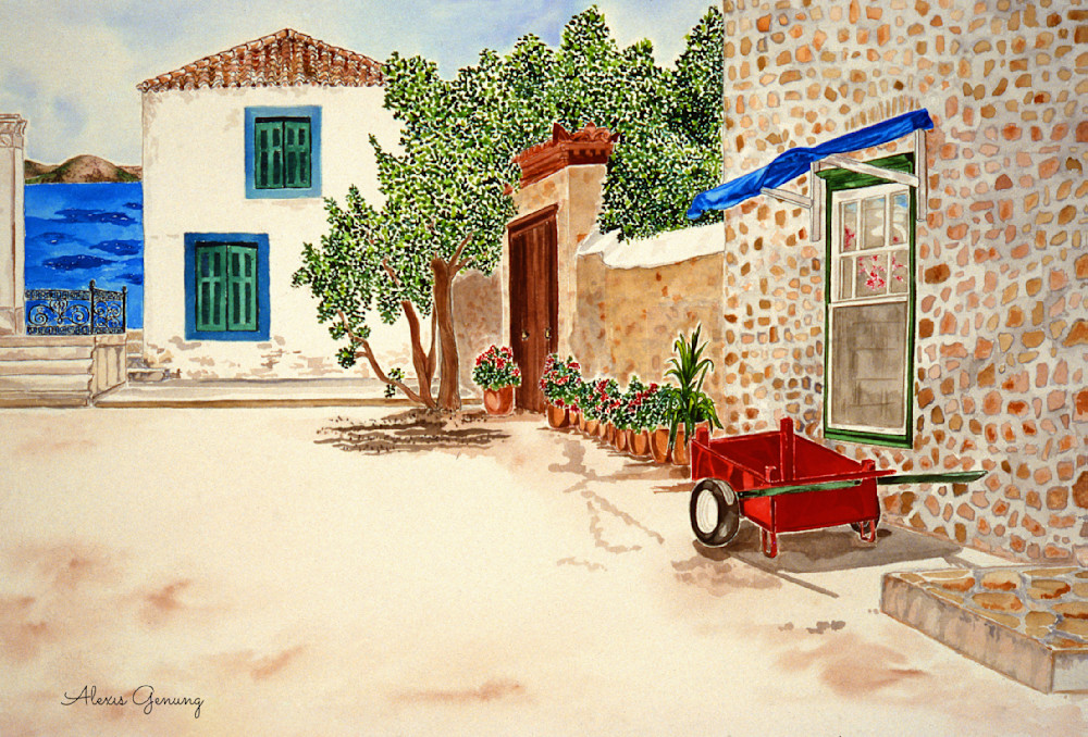 Red Wagon Blue Sea Art | Alexis Genung Studios