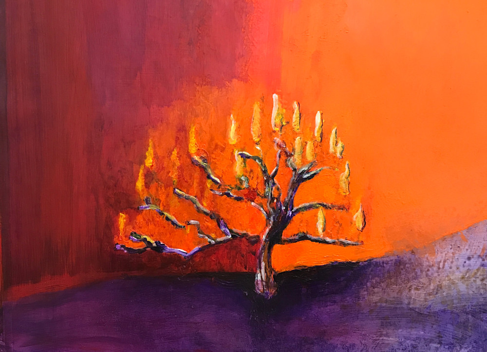 Burning Bush 2 Print – Theophany Abstract Prophetic Artwork by Anne Reid Artist - Canada