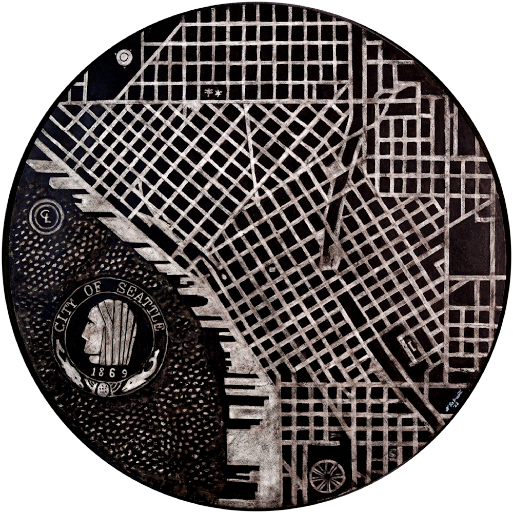 Seattle City Map Manhole Cover (print)