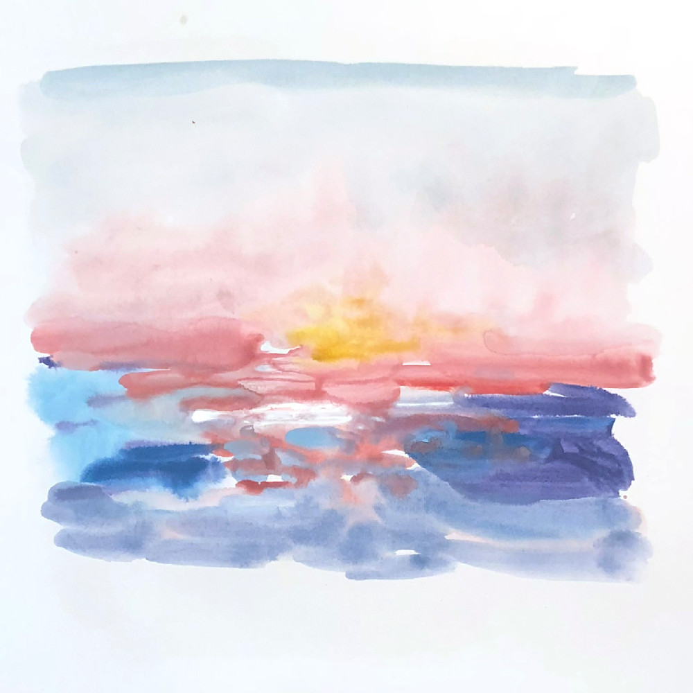 Lake Mi Sunset Red Yellow Blue Copy Art | Laurel Dugan