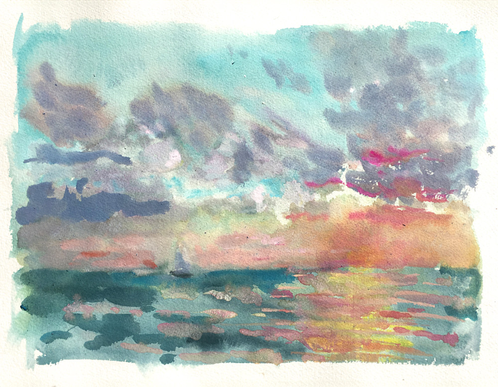 Lake Mi Sunset Violet Art | Laurel Dugan