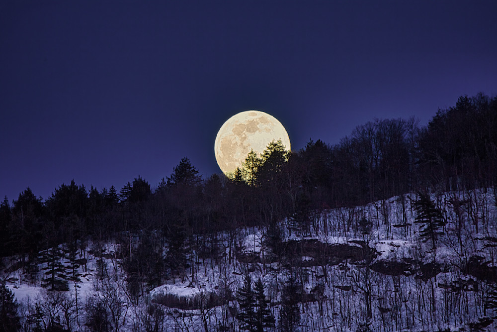 Full Snow Moon Rising Photography Art | Anne Majusiak Photography