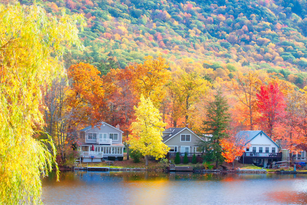 Cottages On Lake Dunmore In Autumn Photography Art | Anne Majusiak Photography