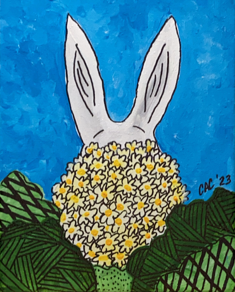 Shy Rabbit Brought A Bouquet Art | Covey Artistic Creations