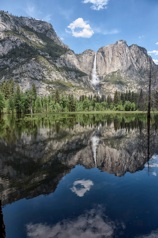Upper Yosemite Falls Reflection Vertical Photography Art | Anand's Photography