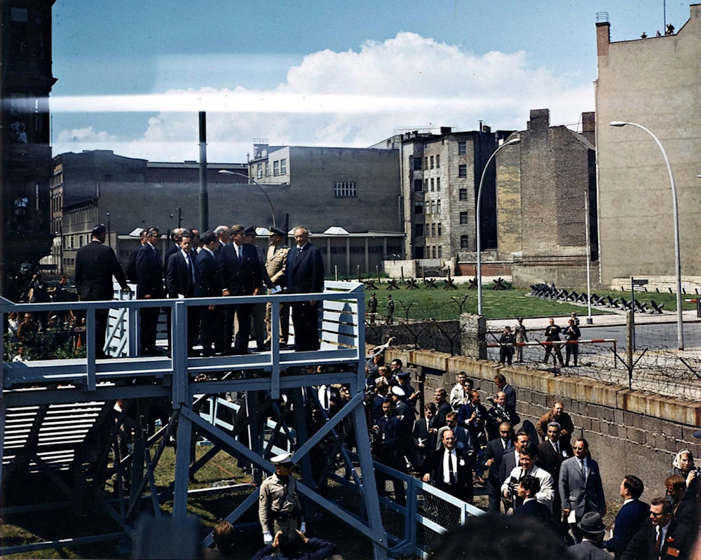 President John F. Kennedy At Checkpoint Charlie Berlin Wall Photo Reproduction Art | Benjamin Art Etc
