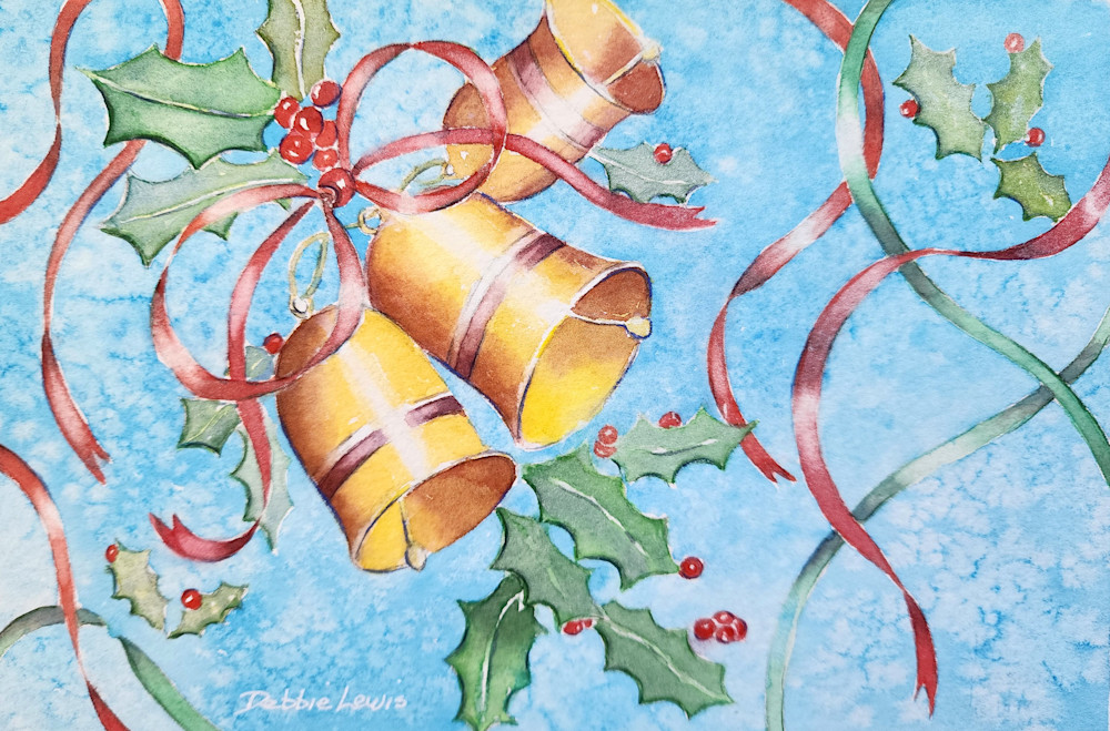 Christmas Bells Art | Debbie Lewis Watercolors