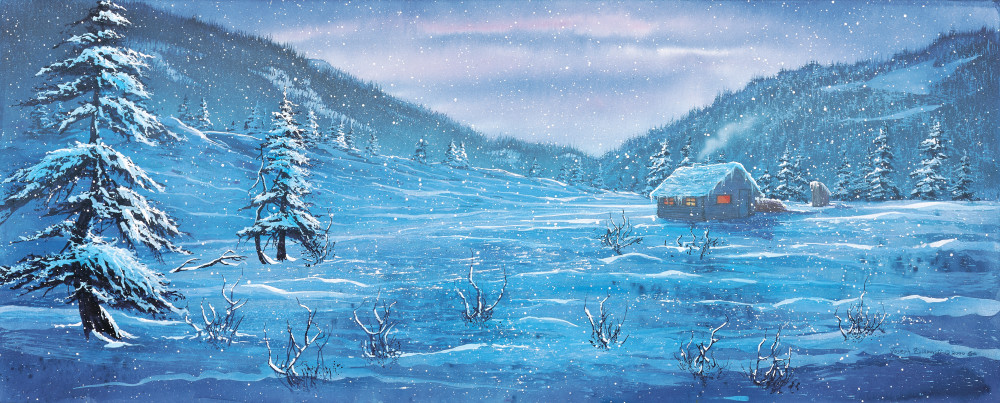 "Snowfall" watercolor landscape of Montana | Montana Art | Watercolor Artist Joe Ziolkowski.