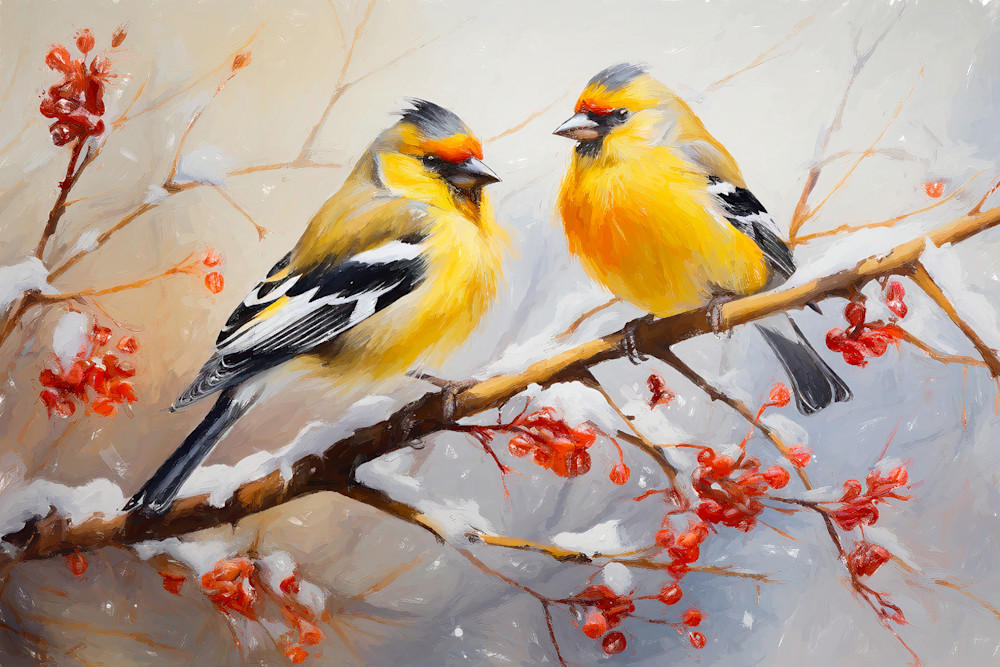 Gorgeous Goldfinches Art | Light Pixie Studio