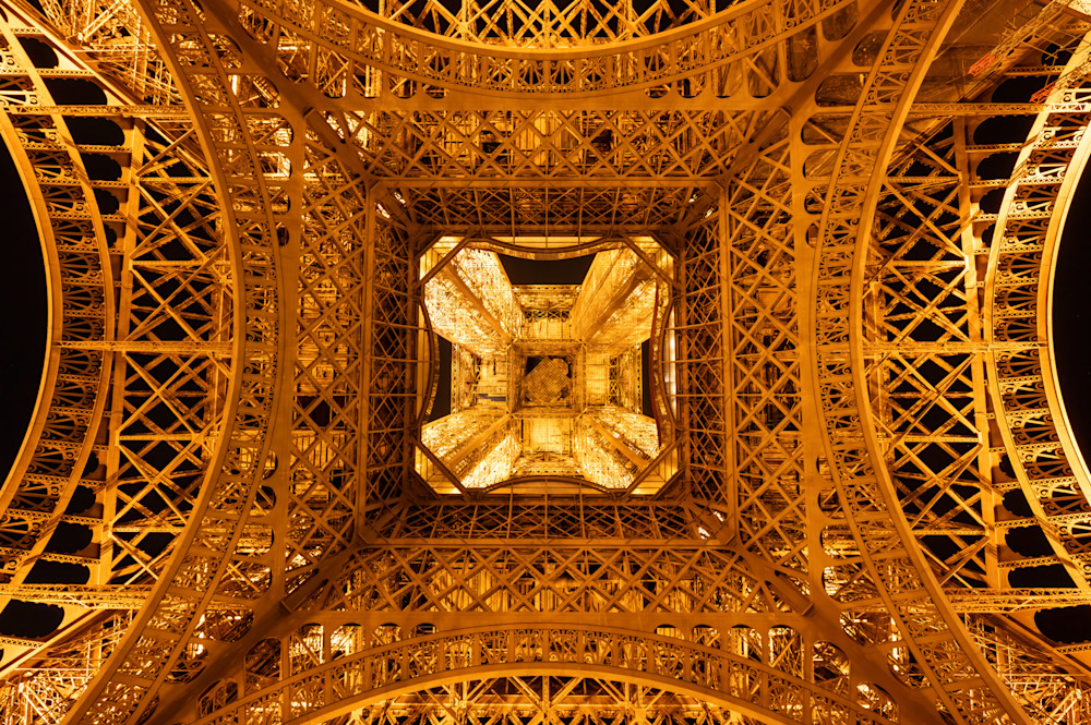 Looking up at the Eiffel tower