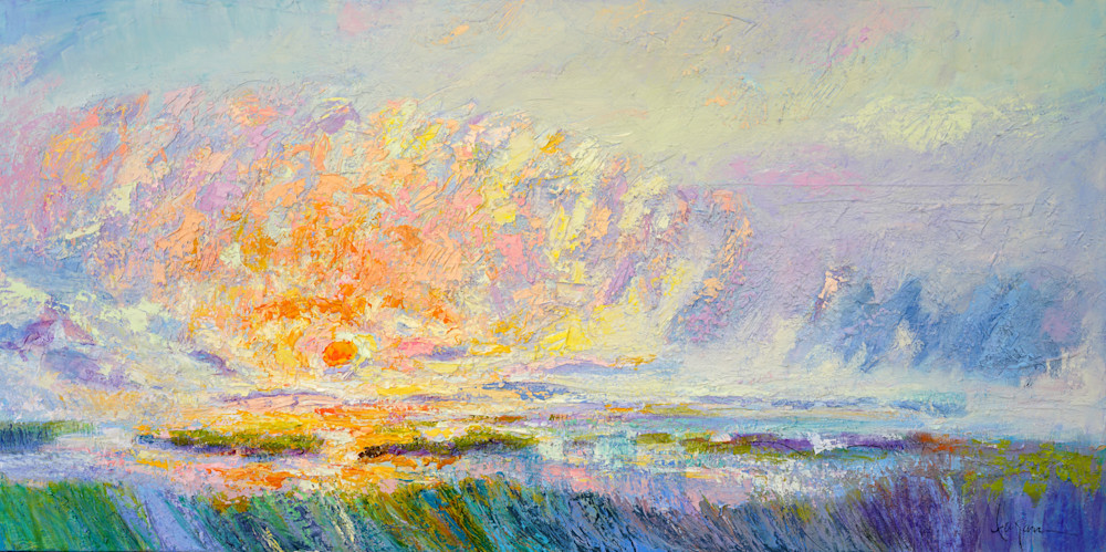 Beautiful Pastel Clouds Painting Sunset by Dorothy Fagan