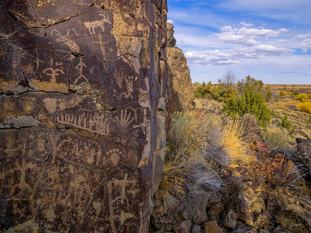 A petroglyph panel lines one of many basalt canyons in the Owyhee Canyonlands, Idaho.