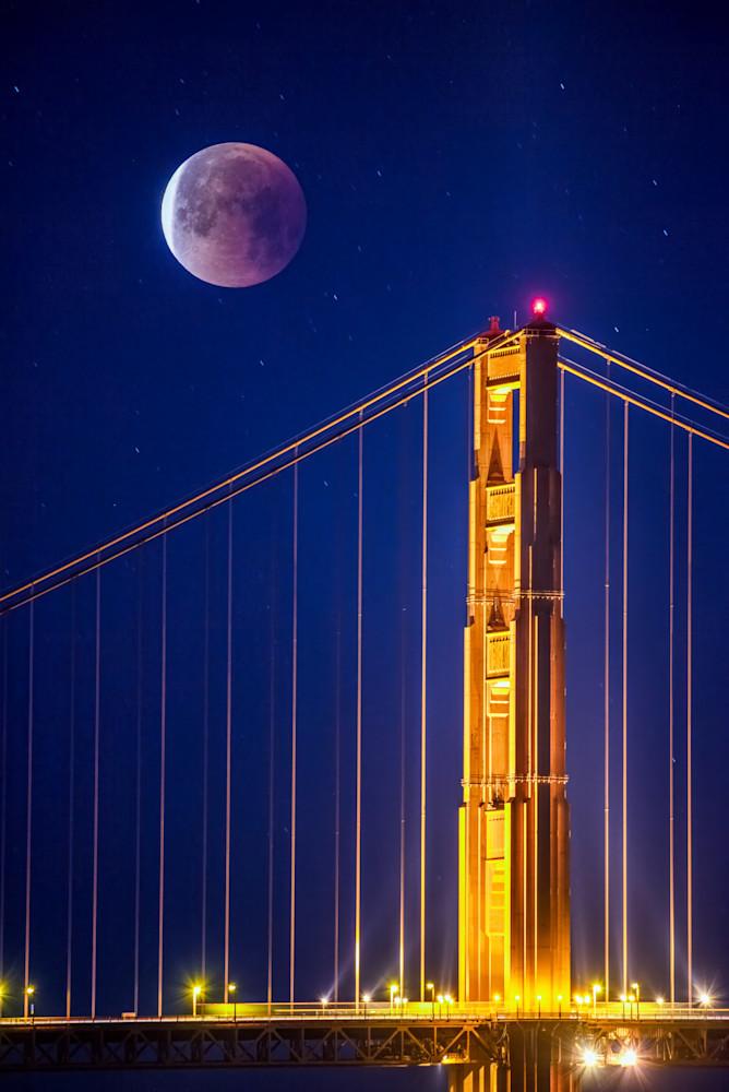 Lunar Eclipse And The Golden Gate Bridge Photography Art | Anand's Photography