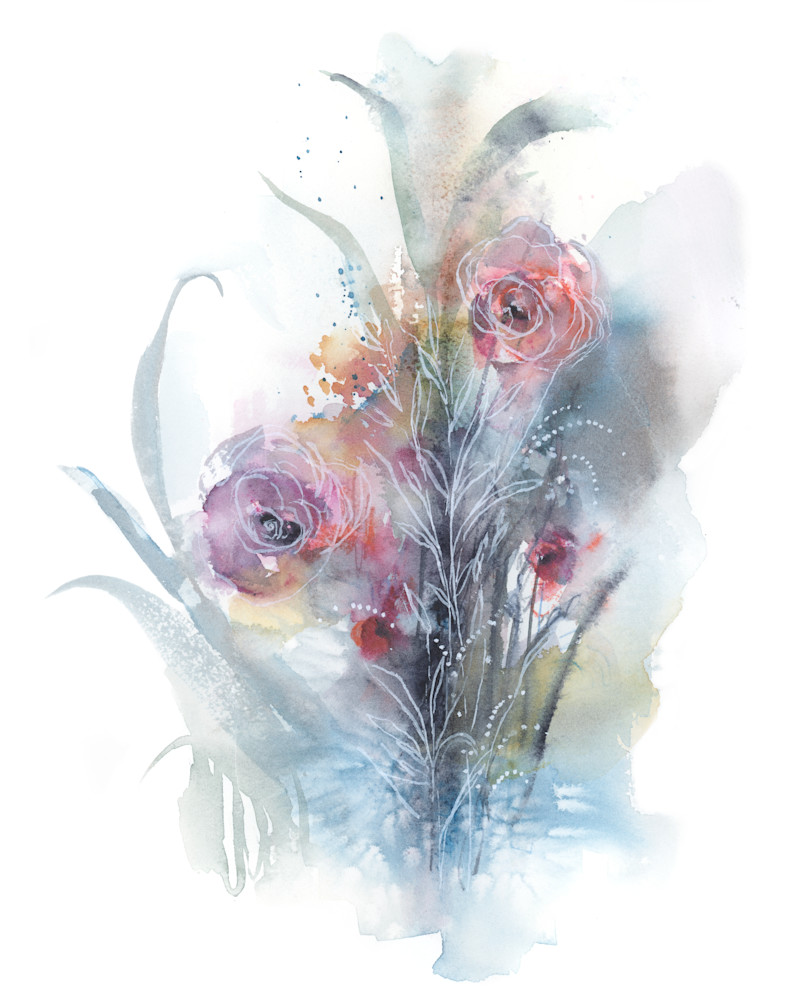 Abstract watercolor flowers