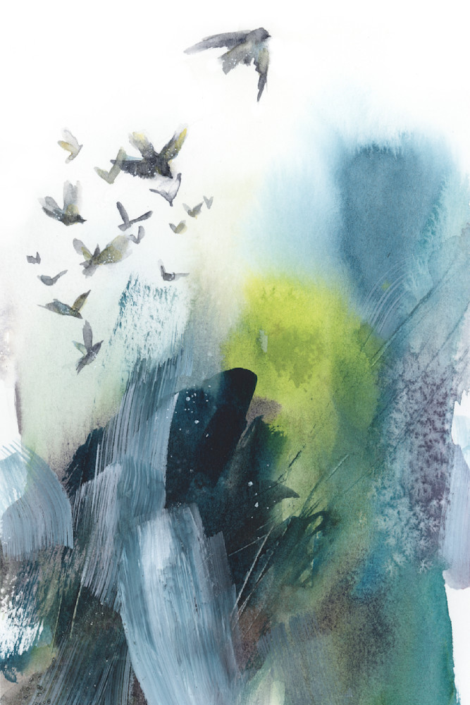 Ethereal sky scape abstract watercolor
