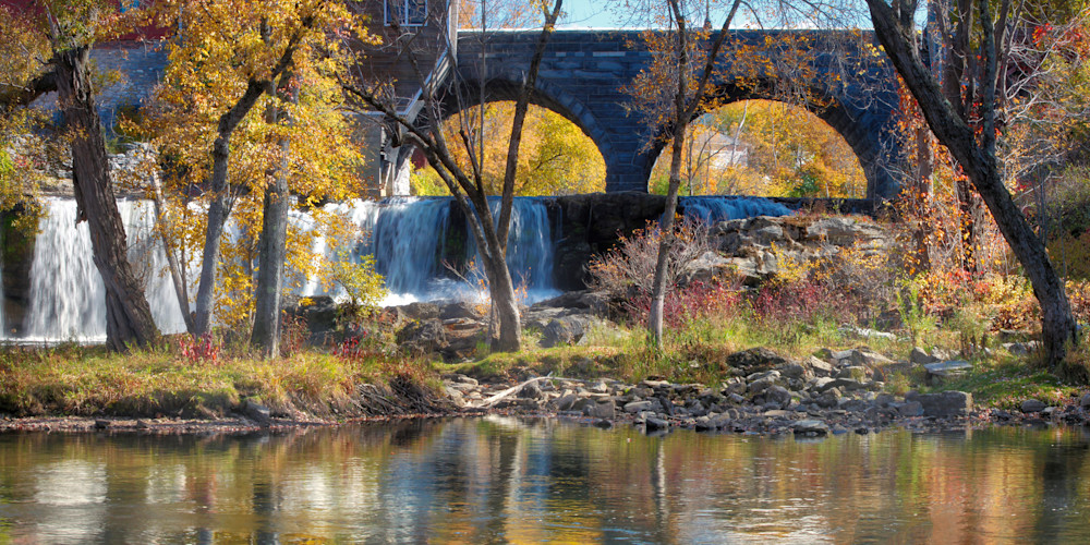 Middlebury Falls In Autumn (Panorama) Photography Art | Anne Majusiak Photography