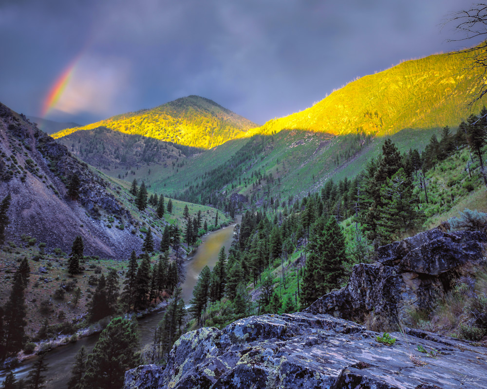 Rainbow over the Middle Fork of the Salmon above Jack Ass camp in the Frank Church Wilderness of central Idaho.