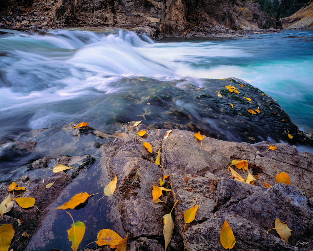 Water cascades over Little Falls on the South Fork of the Payette River in the Boise National Forest.