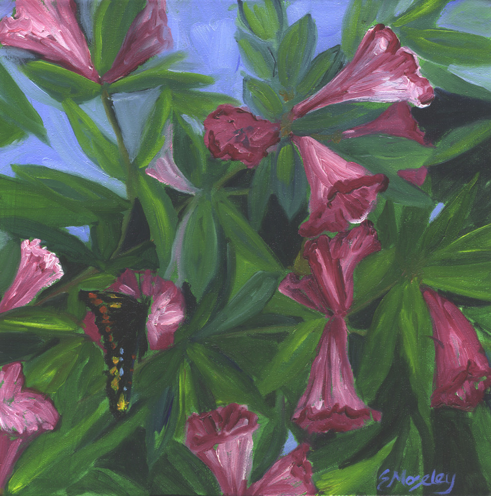 Azaleas And Butterfly Reproduction Art | E.Moseley Studio