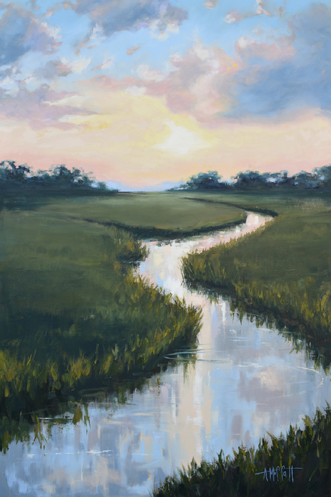 Evening Reflection - Lowcountry Landscape Art Print- by Contemporary Impressionist April Moffatt