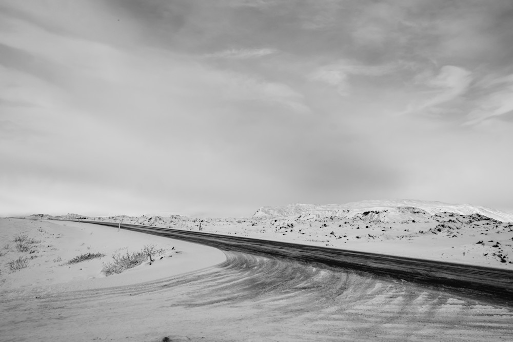 An icy road in south Iceland during winter