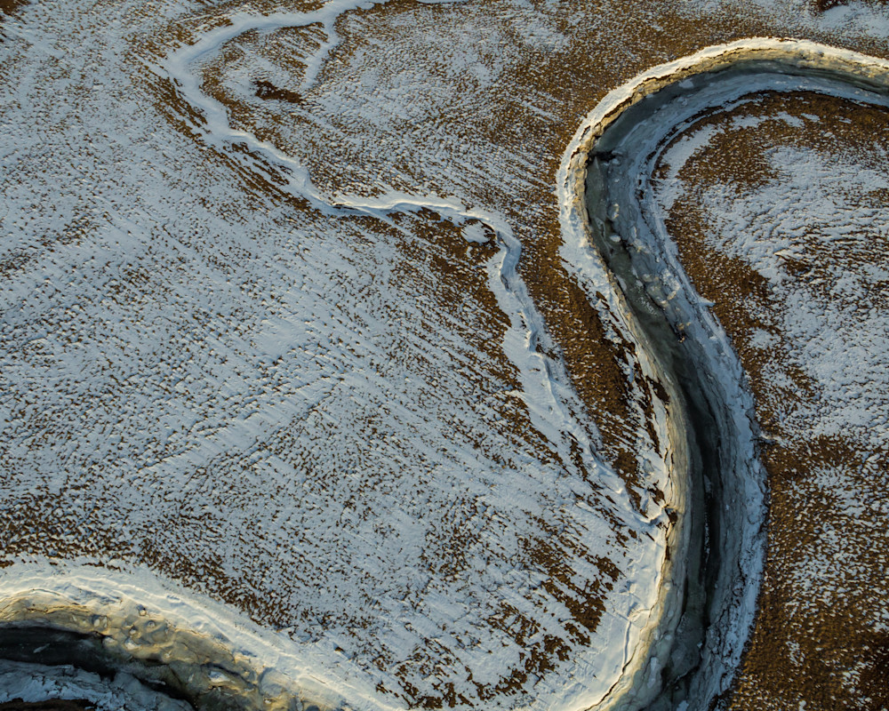 Abstract aerial of Icelandic river