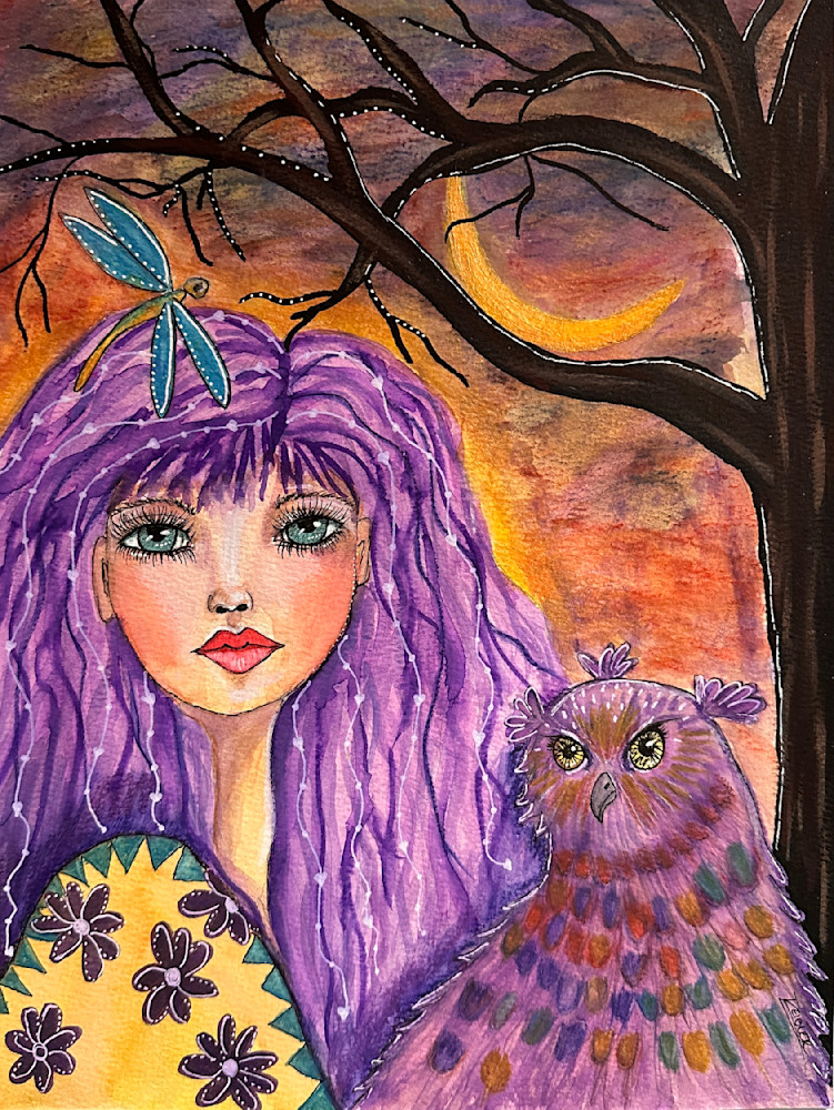 wise lady and owl